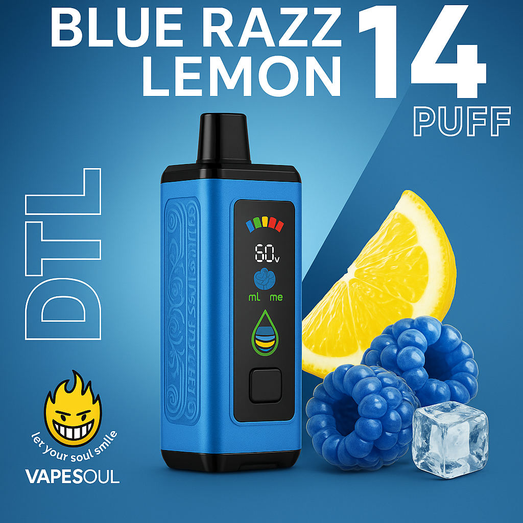 Vapesoul 14K Blue Razz Lemon – 14,000 Puffs DTL