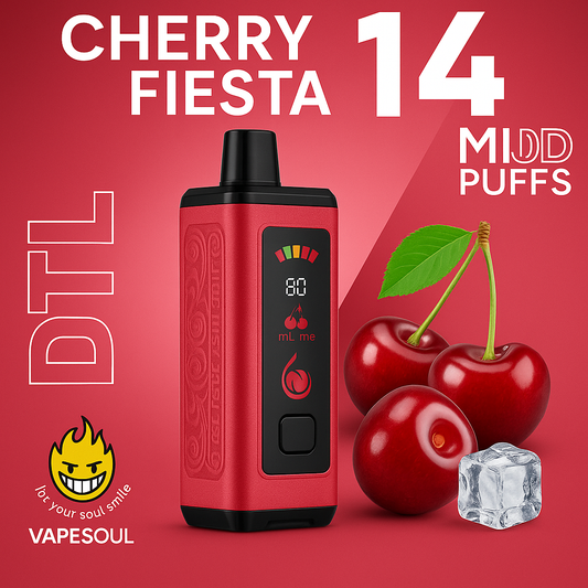 Vapesoul 14K Cherry Fiesta – 14,000 Puffs DTL Disposable Vape
