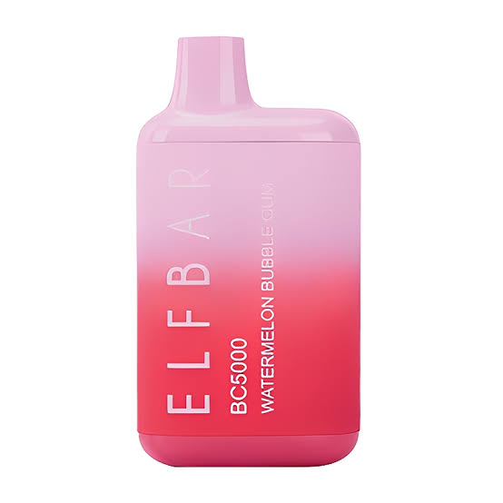 Elfbar Watermelon Bubblegum Disposable Vape 5000 puffs - a sweet and fruity delight in a compact design.