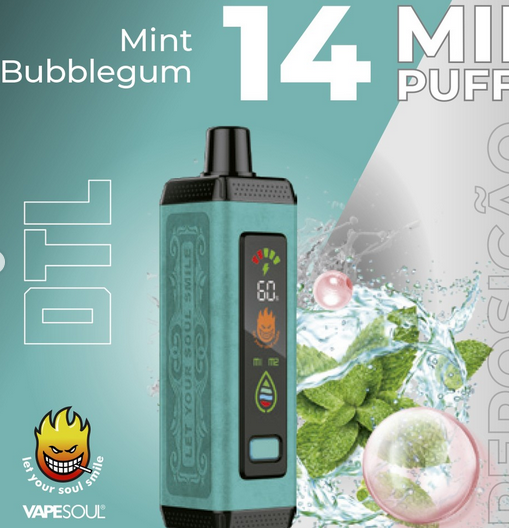 Vapesoul 14K Mint Bubblegum – 14,000 Puffs DTL Disposable Vape