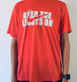Mens Nike Red Keep The Lights on Dri-Fit Running shirt Large