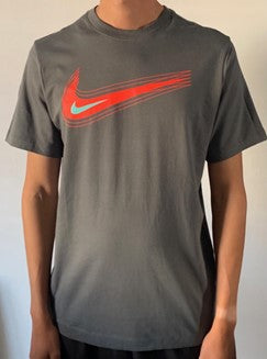 Nike Grey Red Swoosh T-shirt Medium